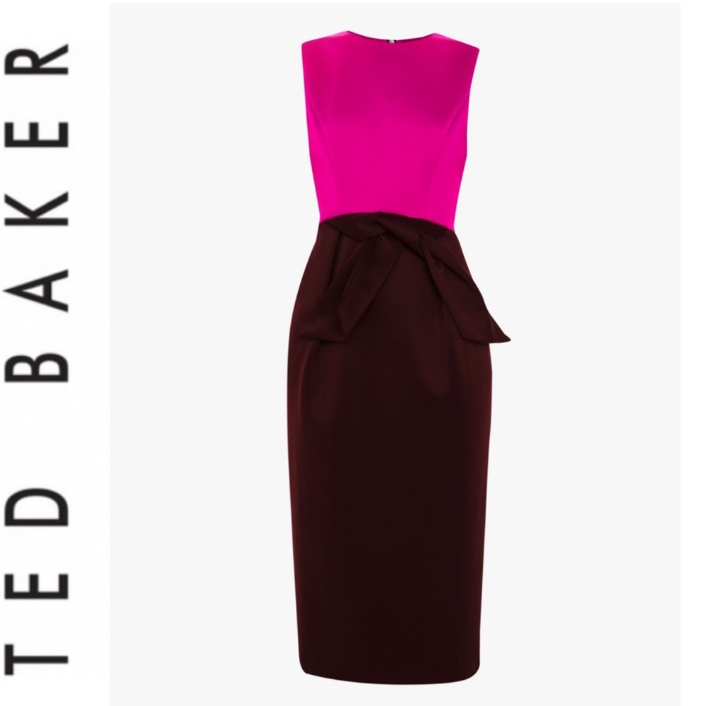 🌟HOST PICK🥂🎀NWT TED BAKER NIKKITA RIBBON DRESS💖💜Fuschia